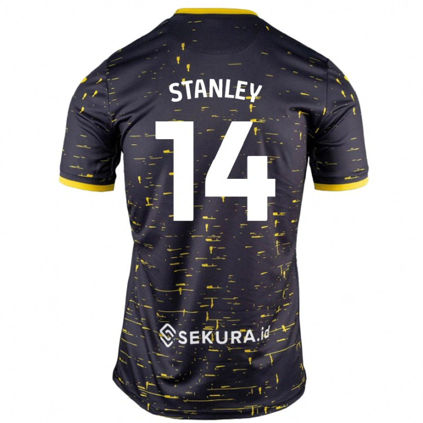 Danxen Mujer Camiseta Kathryn Stanley #14 Negro Amarillo 2ª Equipación 2024/25 La Camisa