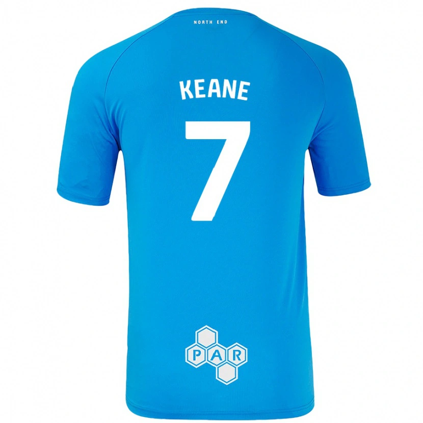 Danxen Mujer Camiseta Will Keane #7 Azul Cielo 2ª Equipación 2024/25 La Camisa