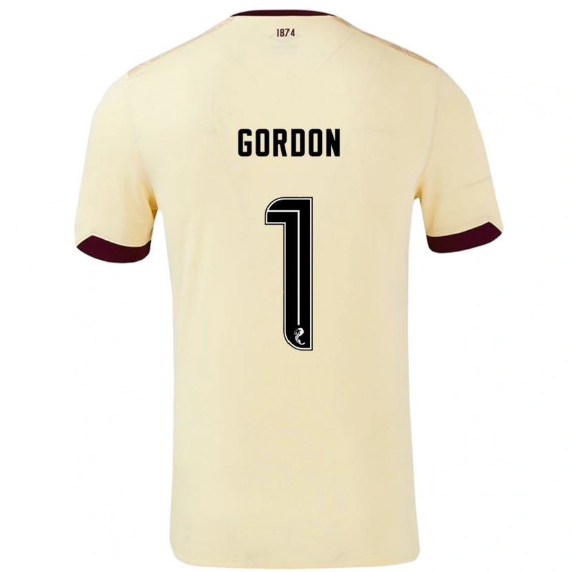 Danxen Mujer Camiseta Craig Gordon #1 Crema Burdeos 2ª Equipación 2024/25 La Camisa