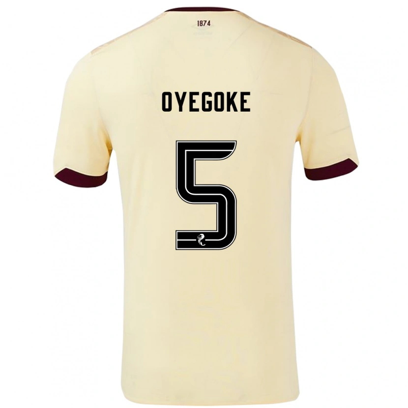 Danxen Mujer Camiseta Daniel Oyegoke #5 Crema Burdeos 2ª Equipación 2024/25 La Camisa