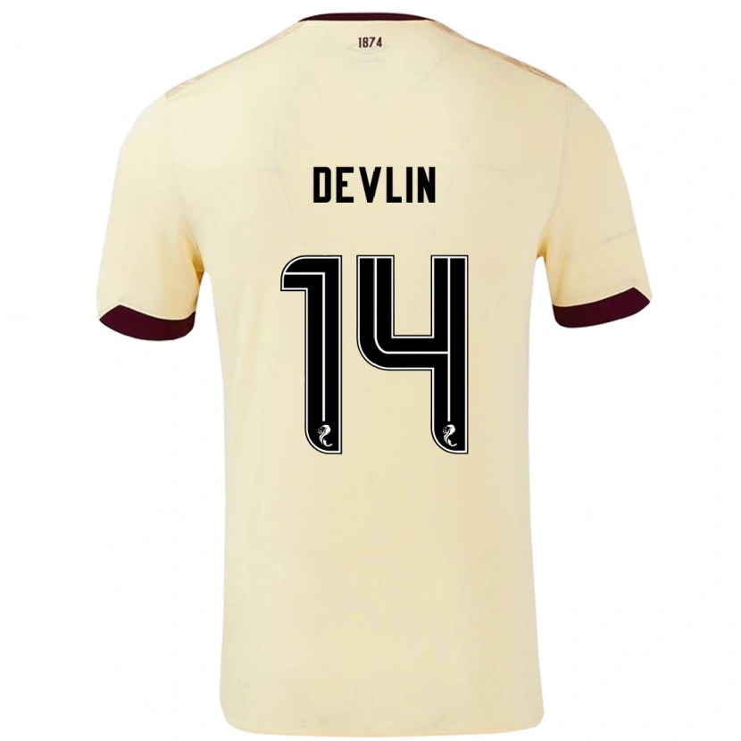 Danxen Mujer Camiseta Cammy Devlin #14 Crema Burdeos 2ª Equipación 2024/25 La Camisa