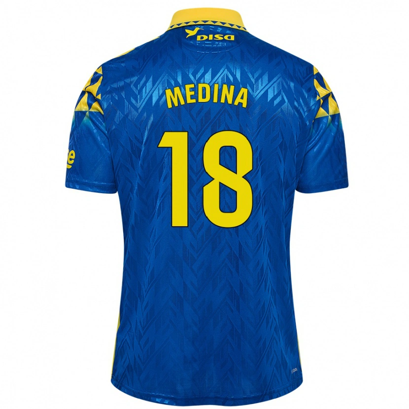 Danxen Mujer Camiseta Iván Medina #18 Azul Amarillo 2ª Equipación 2024/25 La Camisa