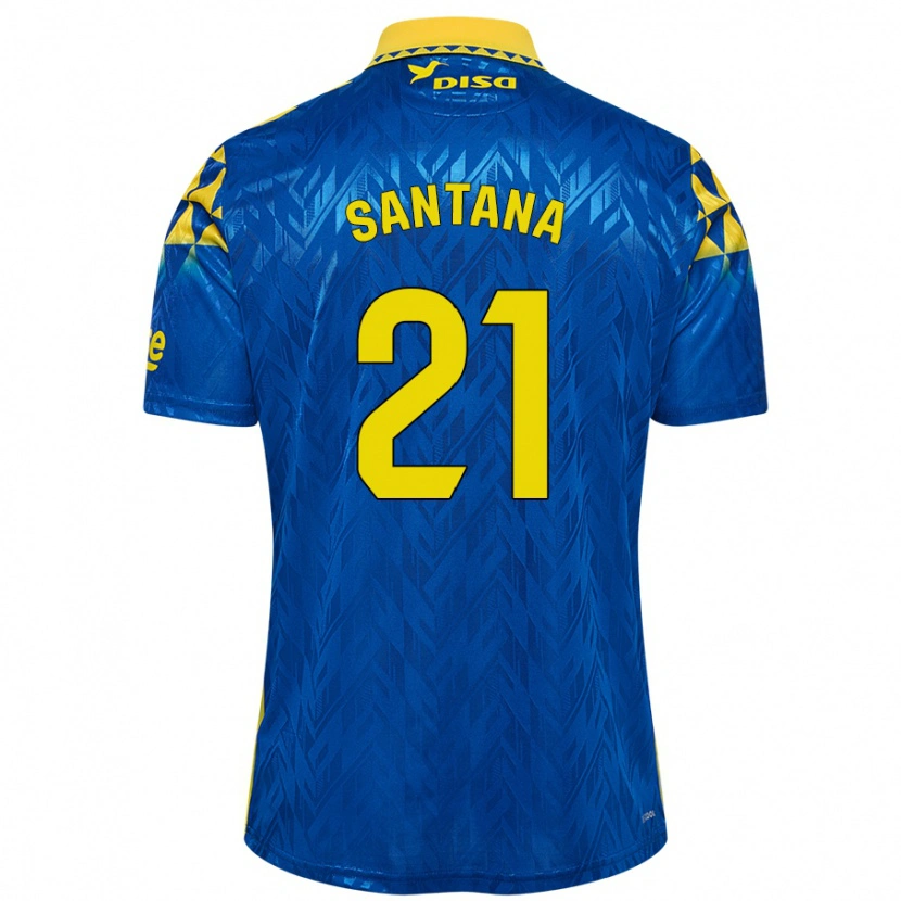 Danxen Mujer Camiseta Yadam Santana #21 Azul Amarillo 2ª Equipación 2024/25 La Camisa