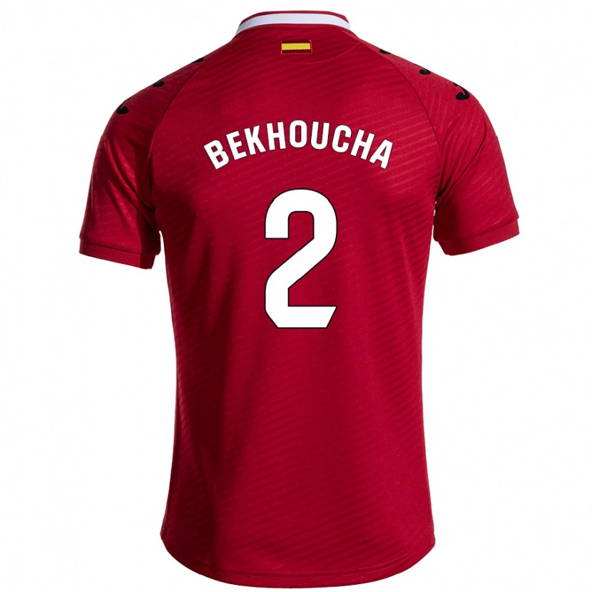 Danxen Mujer Camiseta Ismael Bekhoucha #2 Rojo Oscuro 2ª Equipación 2024/25 La Camisa