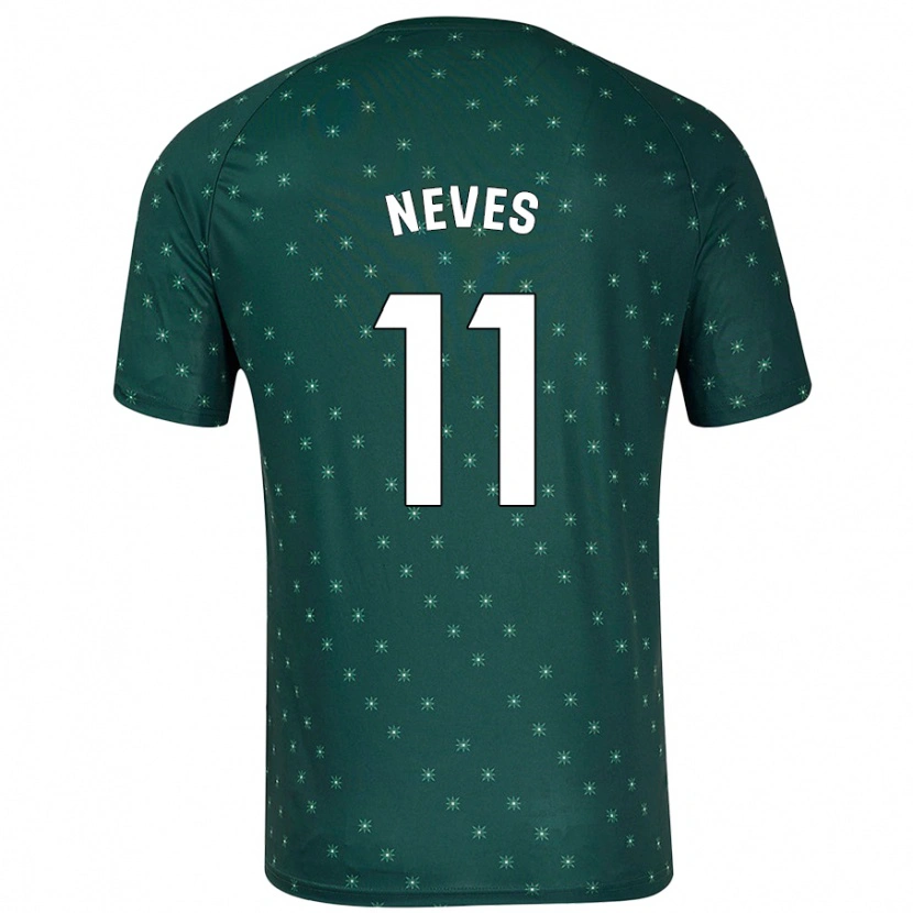 Danxen Mujer Camiseta Hugo Neves #11 Verde Oscuro 2ª Equipación 2024/25 La Camisa