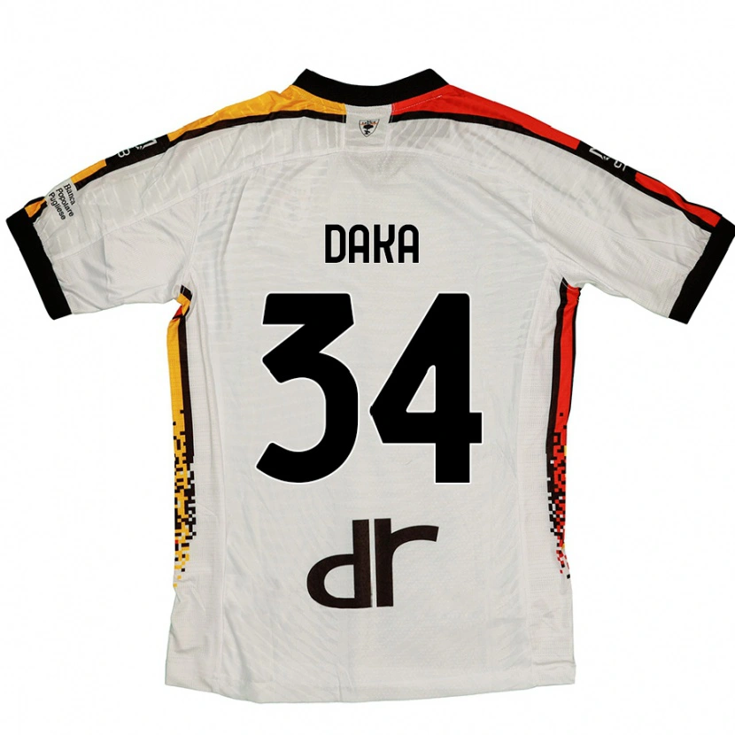 Danxen Mujer Camiseta Dario Daka #34 Blanco Negro 2ª Equipación 2024/25 La Camisa