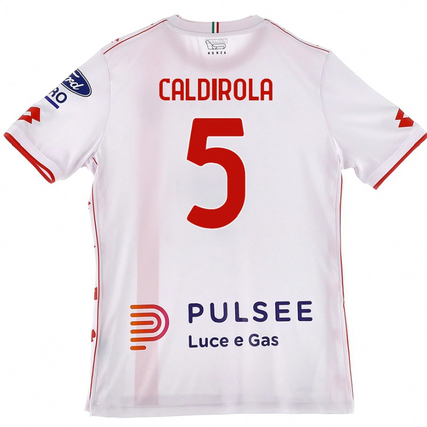 Danxen Mujer Camiseta Luca Caldirola #5 Blanco Rojo 2ª Equipación 2024/25 La Camisa