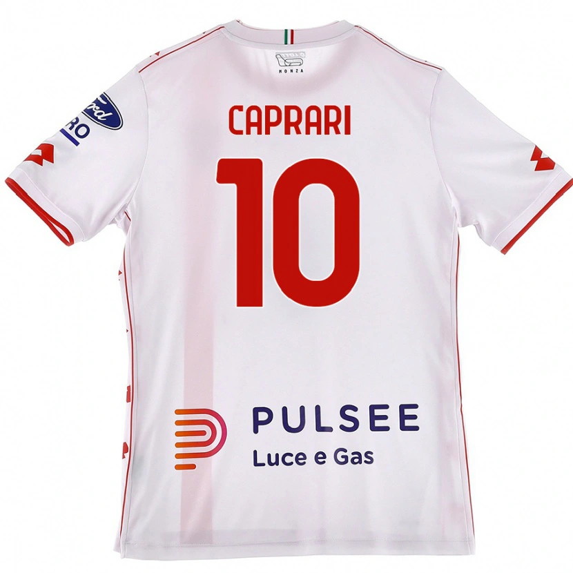 Danxen Mujer Camiseta Gianluca Caprari #10 Blanco Rojo 2ª Equipación 2024/25 La Camisa