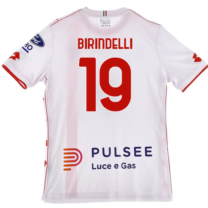Danxen Mujer Camiseta Samuele Birindelli #19 Blanco Rojo 2ª Equipación 2024/25 La Camisa