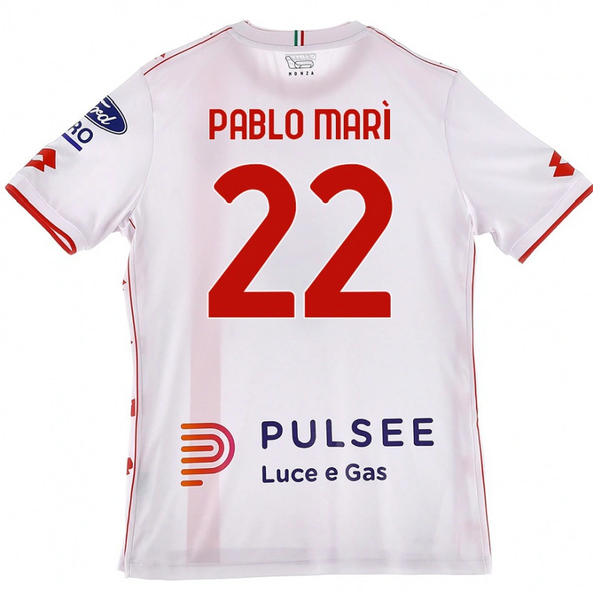 Danxen Mujer Camiseta Pablo Marí #22 Blanco Rojo 2ª Equipación 2024/25 La Camisa
