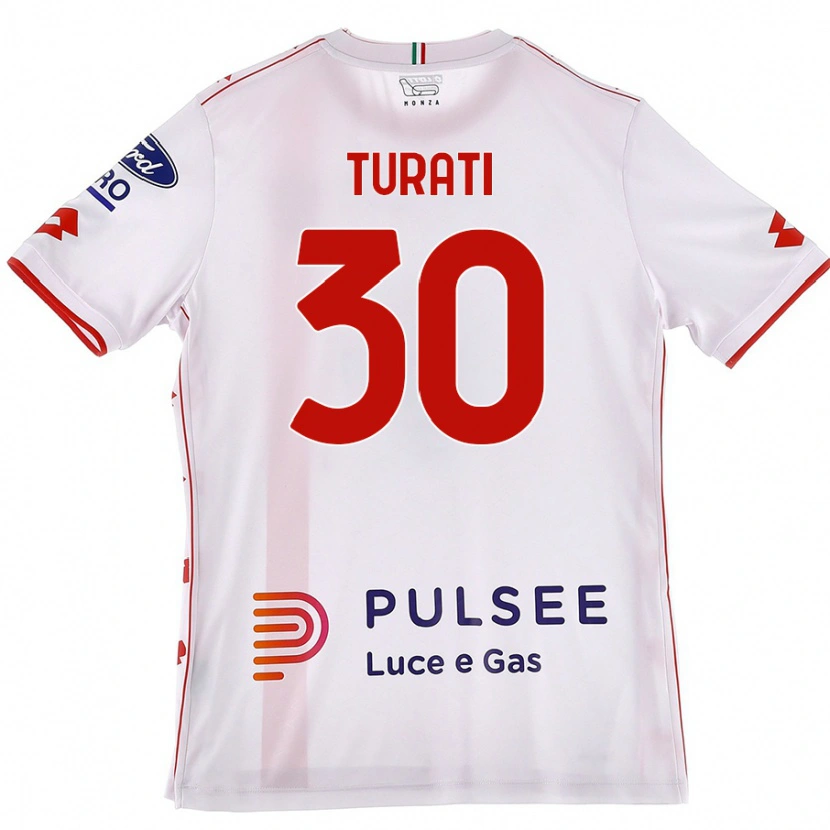 Danxen Mujer Camiseta Stefano Turati #30 Blanco Rojo 2ª Equipación 2024/25 La Camisa
