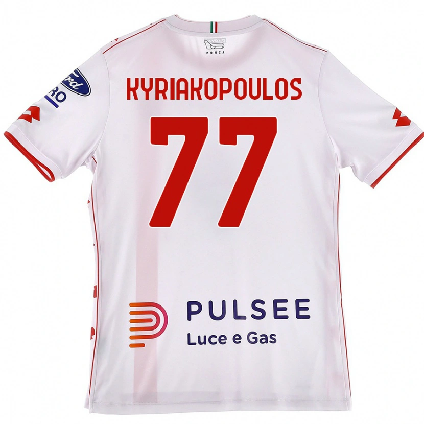 Danxen Mujer Camiseta Georgios Kyriakopoulos #77 Blanco Rojo 2ª Equipación 2024/25 La Camisa