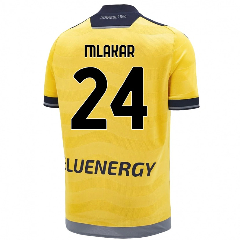 Danxen Mujer Camiseta Lorenzo Mlakar #24 Dorado 2ª Equipación 2024/25 La Camisa