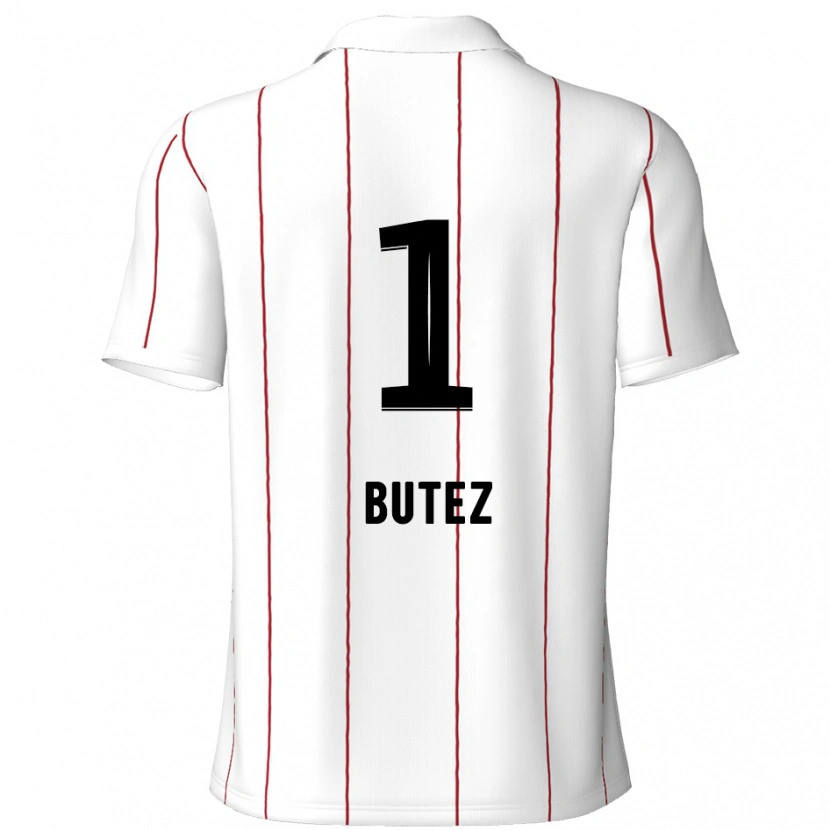 Danxen Mujer Camiseta Jean Butez #1 Blanco Negro 2ª Equipación 2024/25 La Camisa
