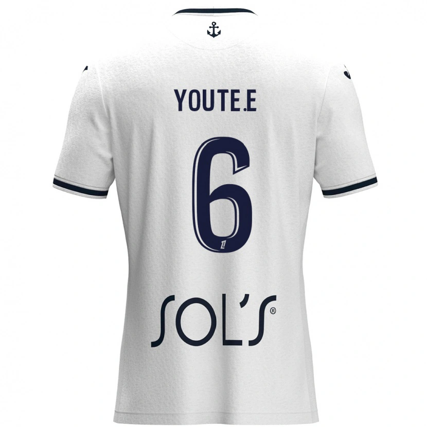 Danxen Mujer Camiseta Étienne Youté Kinkoué #6 Blanco Azul Oscuro 2ª Equipación 2024/25 La Camisa