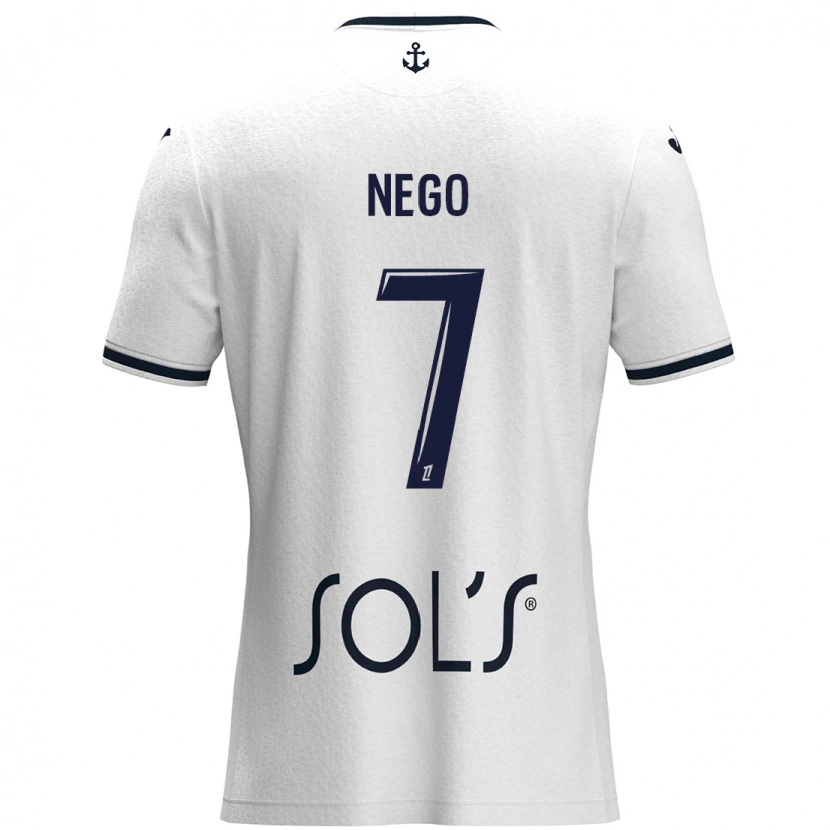 Danxen Mujer Camiseta Loïc Nego #7 Blanco Azul Oscuro 2ª Equipación 2024/25 La Camisa