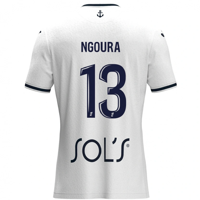 Danxen Mujer Camiseta Steve Ngoura #13 Blanco Azul Oscuro 2ª Equipación 2024/25 La Camisa