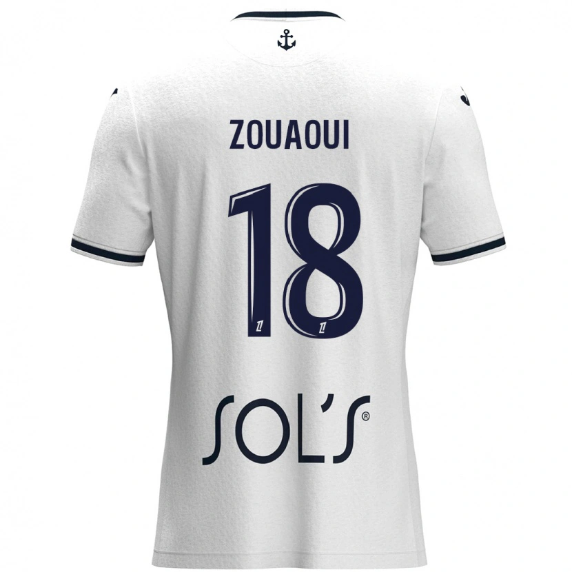 Danxen Mujer Camiseta Yanis Zouaoui #18 Blanco Azul Oscuro 2ª Equipación 2024/25 La Camisa