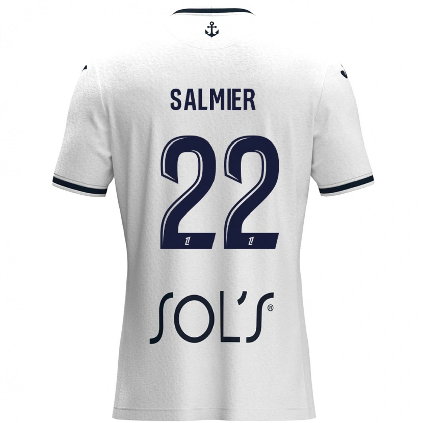 Danxen Mujer Camiseta Yoann Salmier #22 Blanco Azul Oscuro 2ª Equipación 2024/25 La Camisa