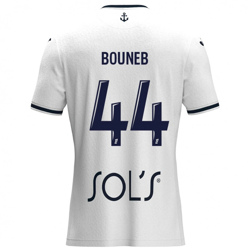 Danxen Mujer Camiseta Ismaïl Bouneb #44 Blanco Azul Oscuro 2ª Equipación 2024/25 La Camisa