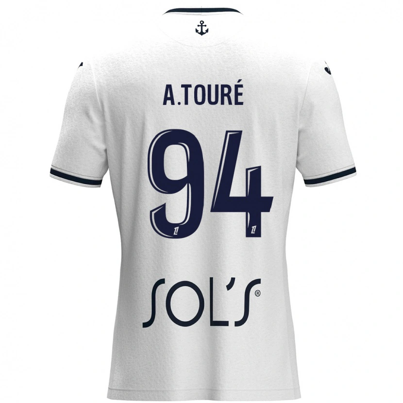 Danxen Mujer Camiseta Abdoulaye Touré #94 Blanco Azul Oscuro 2ª Equipación 2024/25 La Camisa