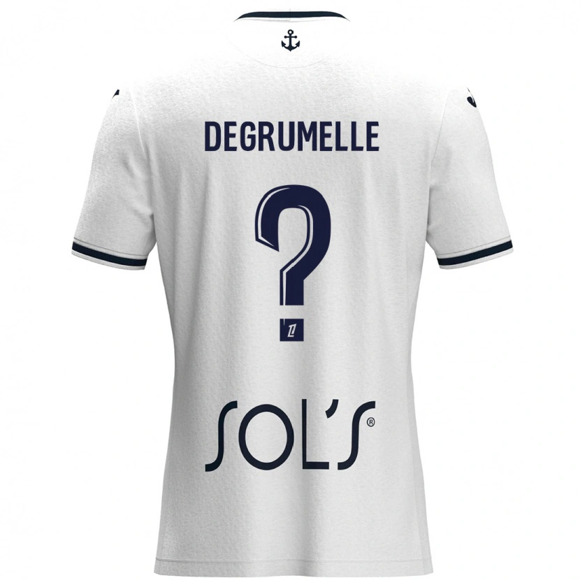 Danxen Mujer Camiseta Matéo Degrumelle #0 Blanco Azul Oscuro 2ª Equipación 2024/25 La Camisa