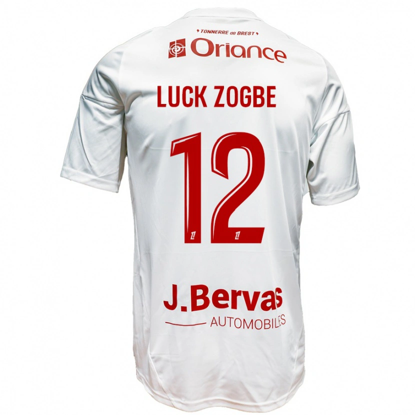 Danxen Mujer Camiseta Luck Zogbé #12 Blanco Rojo 2ª Equipación 2024/25 La Camisa