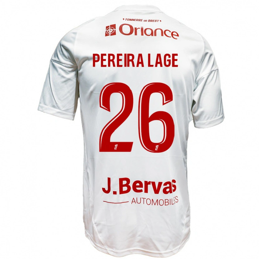 Danxen Mujer Camiseta Mathias Pereira Lage #26 Blanco Rojo 2ª Equipación 2024/25 La Camisa