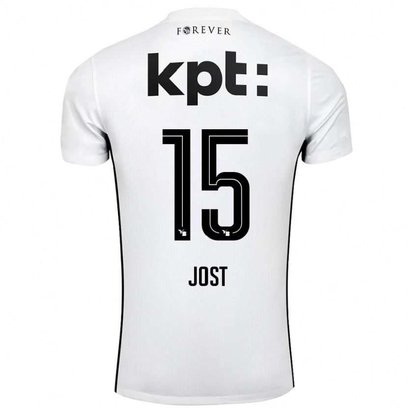 Danxen Mujer Camiseta Tristan Jost #15 Blanco Negro 2ª Equipación 2024/25 La Camisa