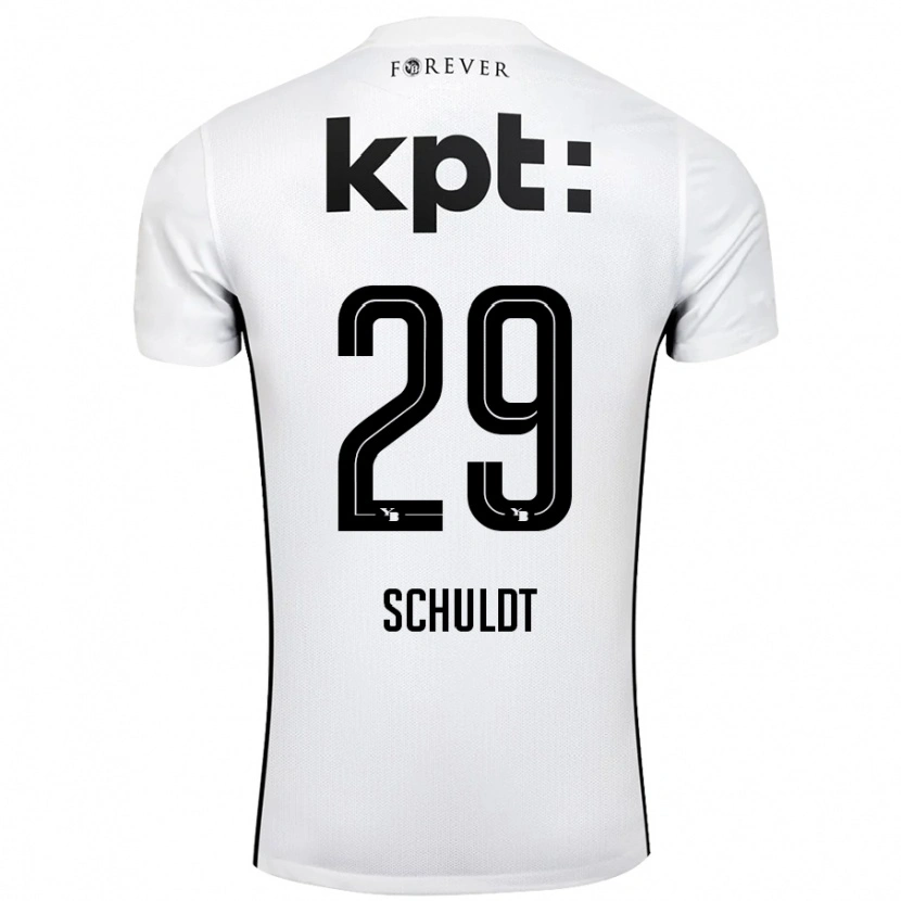 Danxen Mujer Camiseta Inga Schuldt #29 Blanco Negro 2ª Equipación 2024/25 La Camisa