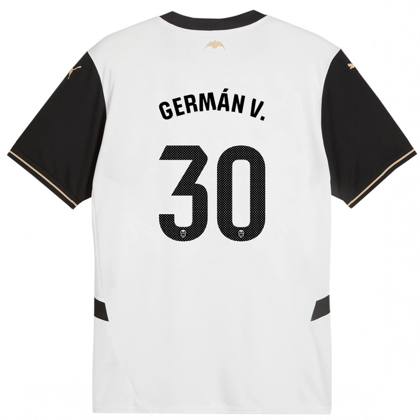 Danxen Niño Camiseta Germán Valera #30 Blanco Negro 1ª Equipación 2024/25 La Camisa