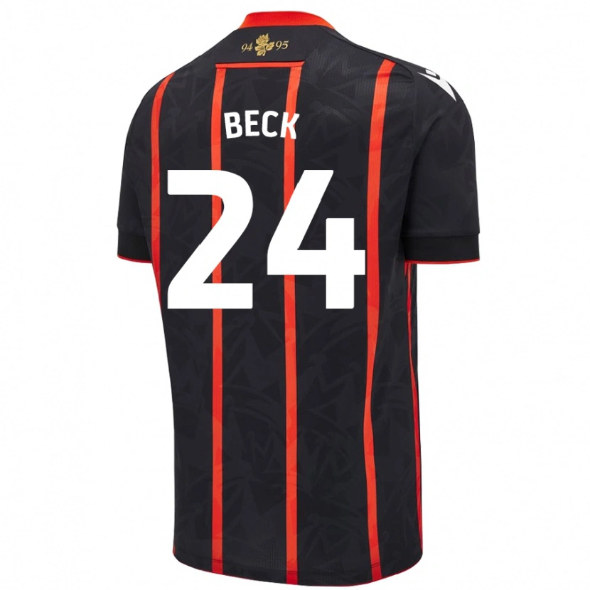 Danxen Niño Camiseta Owen Beck #24 Negro Rojo 2ª Equipación 2024/25 La Camisa
