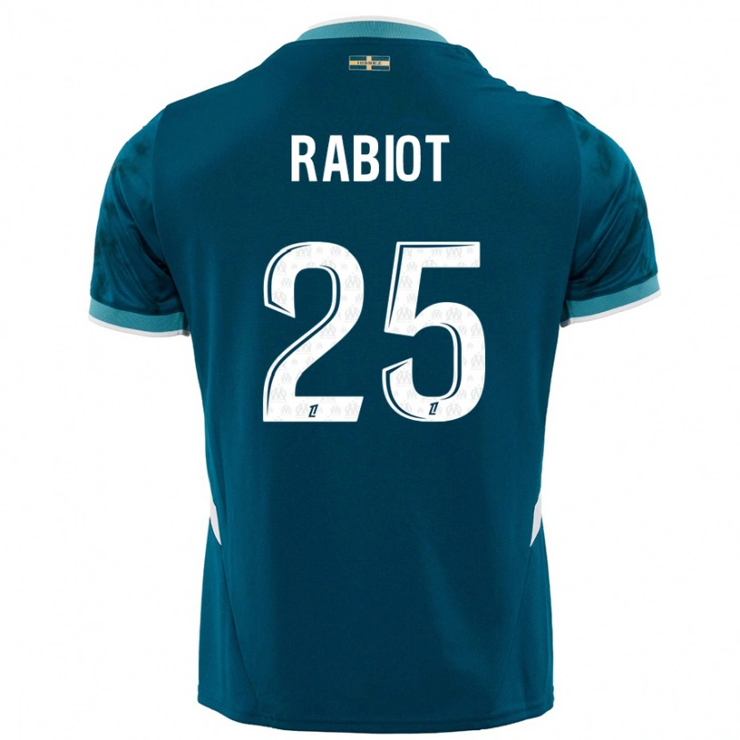 Danxen Niño Camiseta Adrien Rabiot #25 Azul Turquesa 2ª Equipación 2024/25 La Camisa