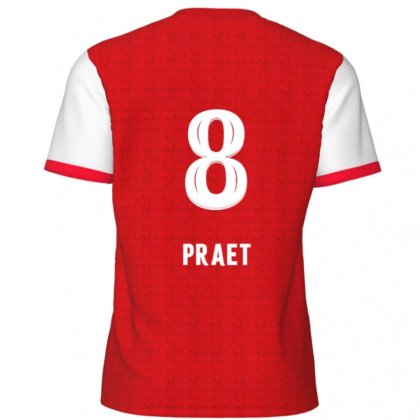 Danxen Niño Camiseta Dennis Praet #8 Rojo Blanco 1ª Equipación 2024/25 La Camisa