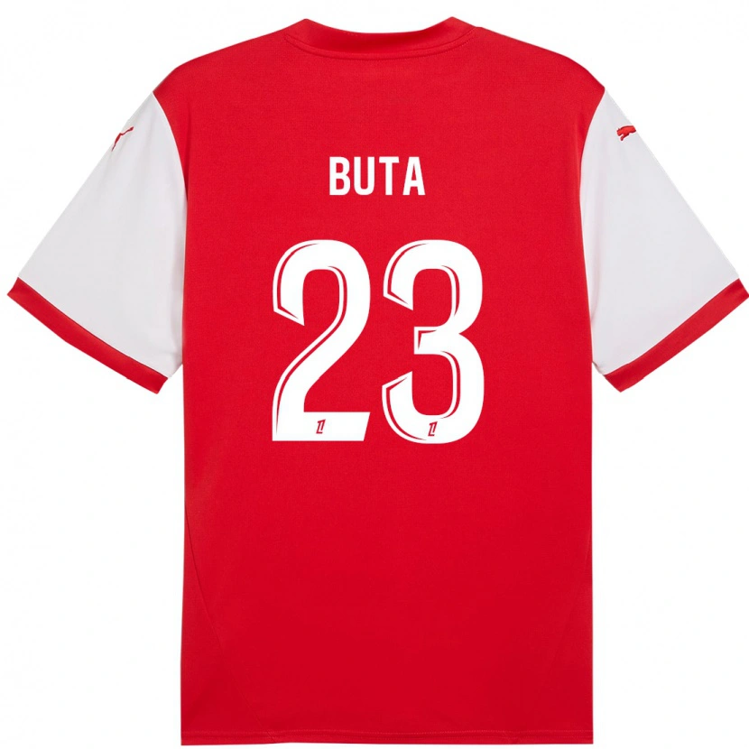 Danxen Niño Camiseta Aurélio Buta #23 Rojo Blanco 1ª Equipación 2024/25 La Camisa