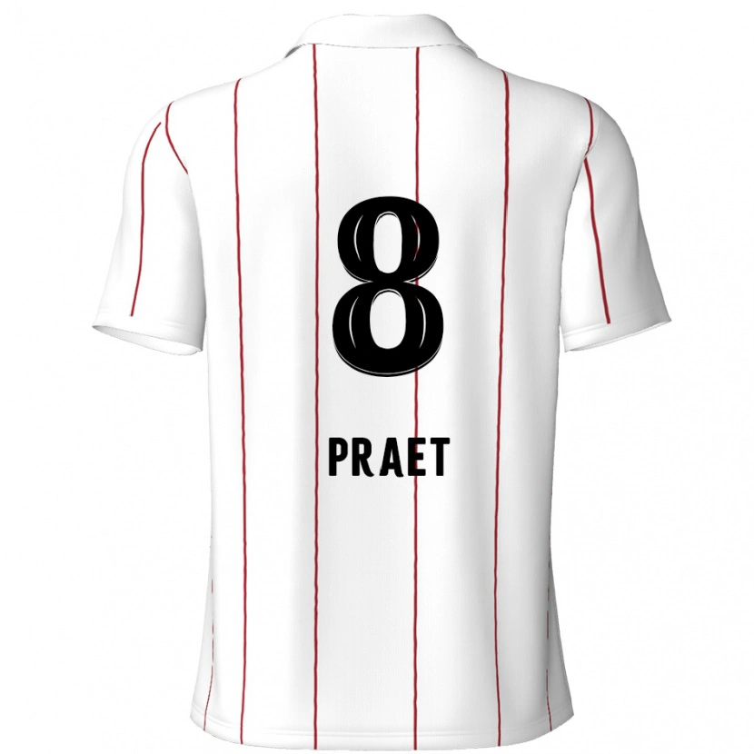 Danxen Niño Camiseta Dennis Praet #8 Blanco Negro 2ª Equipación 2024/25 La Camisa