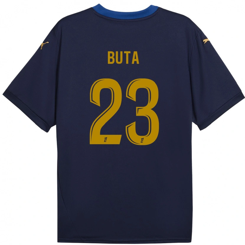 Danxen Niño Camiseta Aurélio Buta #23 Azul Marino Dorado 2ª Equipación 2024/25 La Camisa