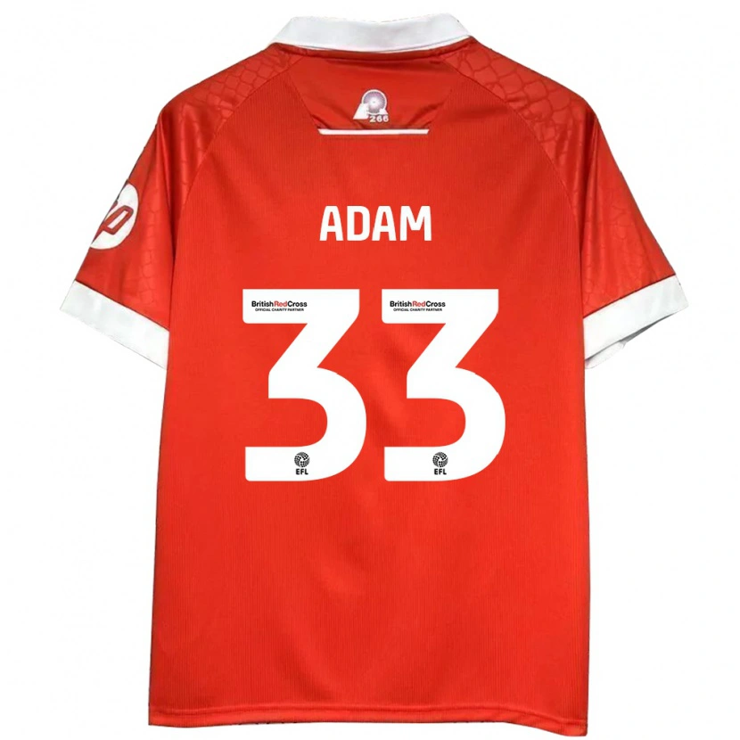 Danxen Hombre Camiseta Josh Adam #33 Rojo Blanco 1ª Equipación 2024/25 La Camisa