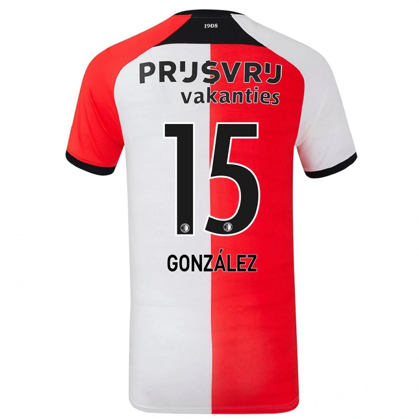 Danxen Hombre Camiseta Facundo González #15 Rojo Blanco 1ª Equipación 2024/25 La Camisa