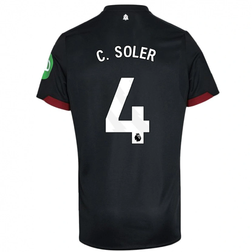 Danxen Hombre Camiseta Carlos Soler #4 Negro Blanco 2ª Equipación 2024/25 La Camisa