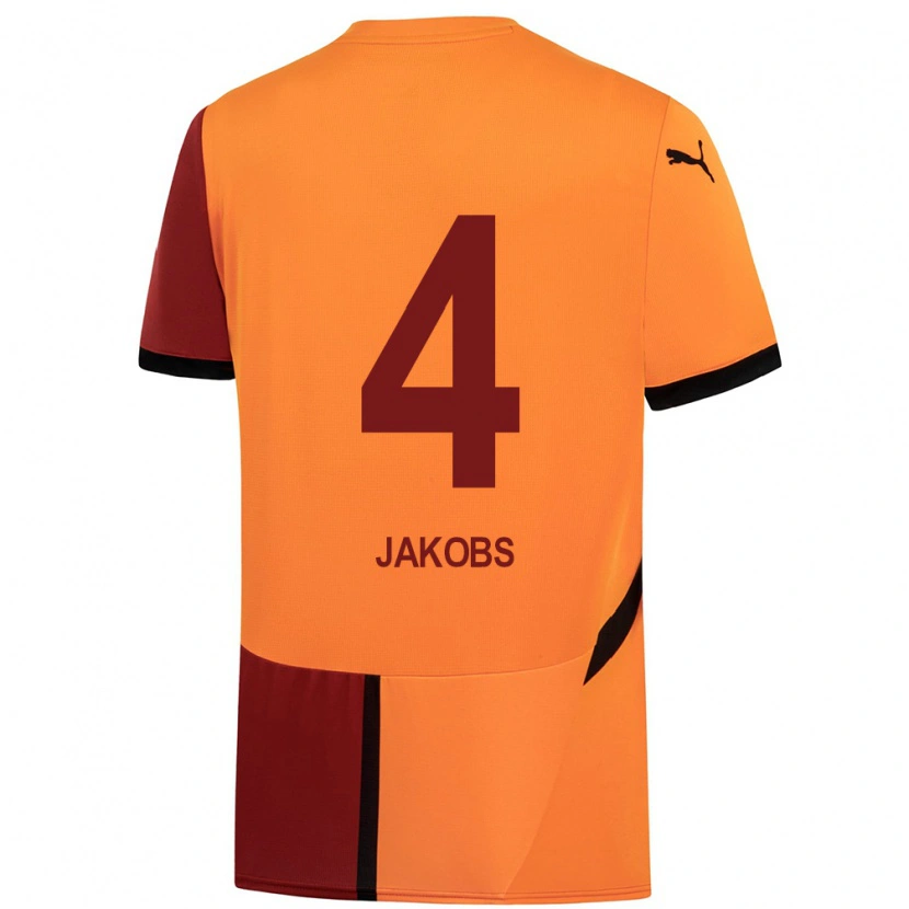 Danxen Hombre Camiseta Ismail Jakobs #4 Amarillo Rojo 1ª Equipación 2024/25 La Camisa