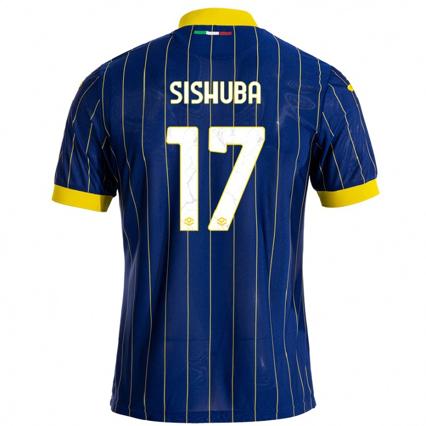 Danxen Hombre Camiseta Ayanda Sishuba #17 Azul Amarillo 1ª Equipación 2024/25 La Camisa