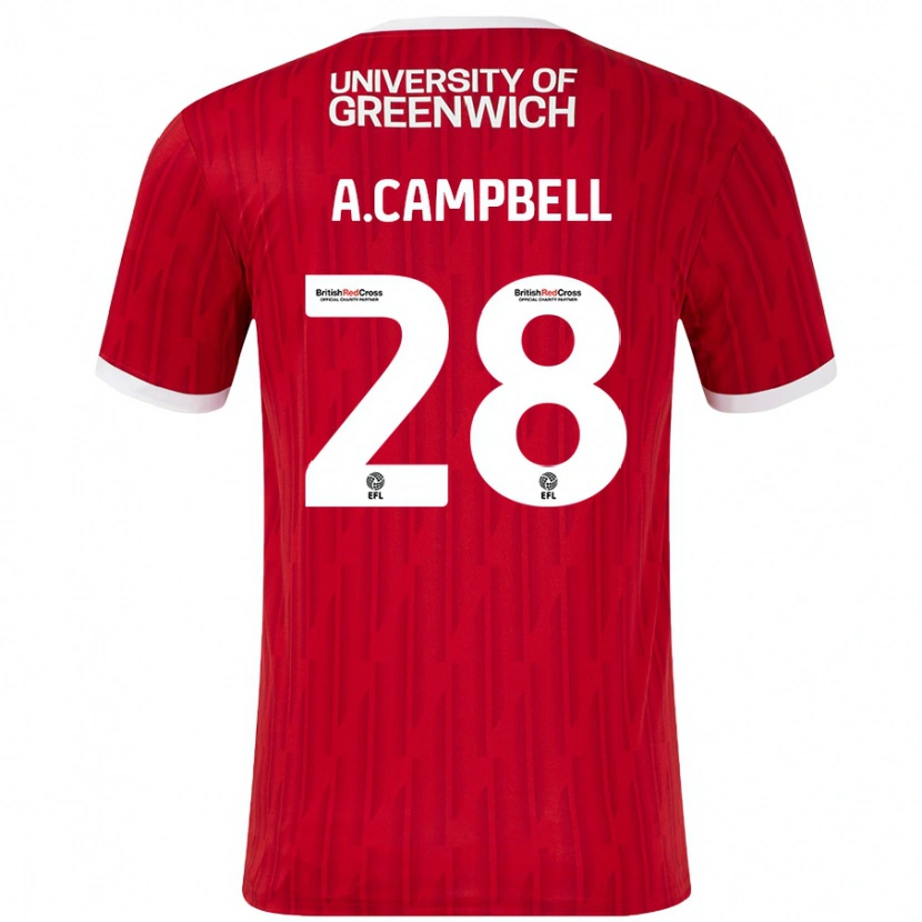 Danxen Hombre Camiseta Allan Campbell #28 Rojo Blanco 1ª Equipación 2024/25 La Camisa