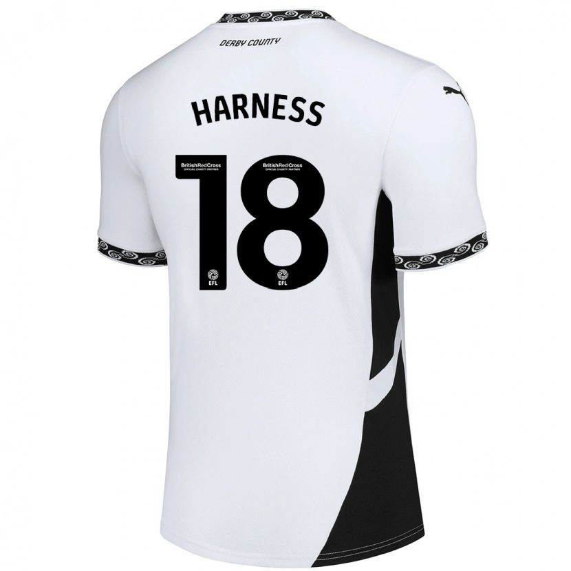 Danxen Hombre Camiseta Marcus Harness #18 Blanco Negro 1ª Equipación 2024/25 La Camisa
