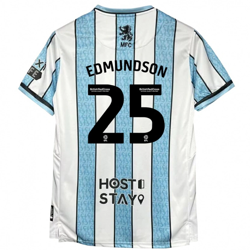 Danxen Hombre Camiseta George Edmundson #25 Blanco Azul 2ª Equipación 2024/25 La Camisa