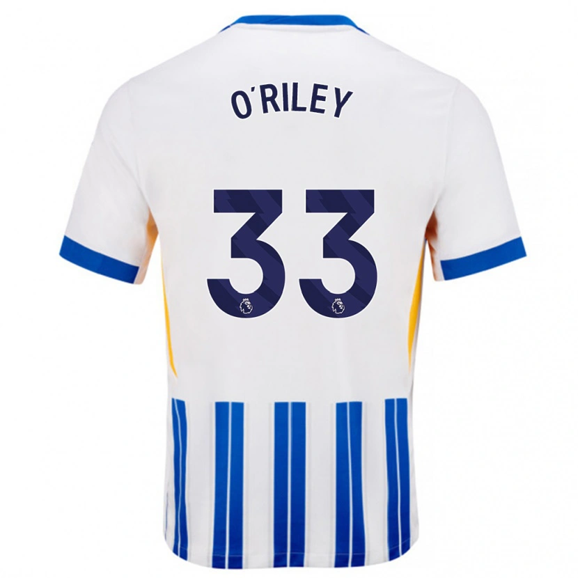 Danxen Hombre Camiseta Matt O'riley #33 Blanco Azul Rayas 1ª Equipación 2024/25 La Camisa