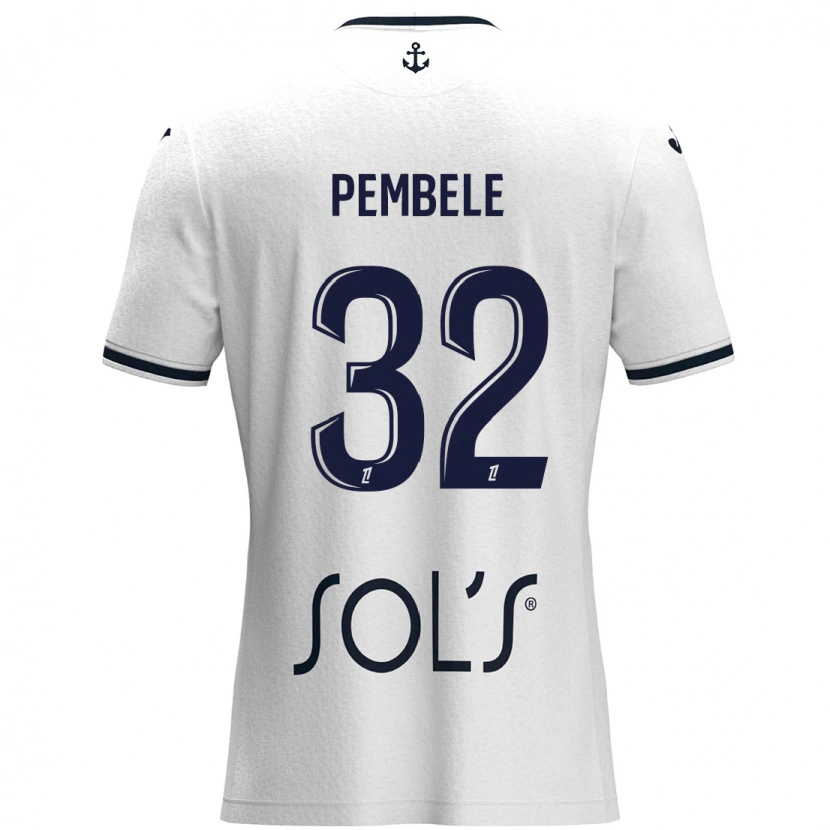 Danxen Hombre Camiseta Timothée Pembélé #32 Blanco Azul Oscuro 2ª Equipación 2024/25 La Camisa