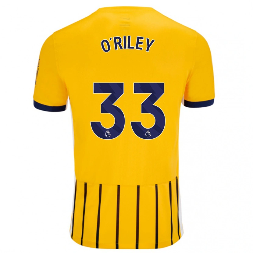 Danxen Hombre Camiseta Matt O'riley #33 Dorado Azul Rayas 2ª Equipación 2024/25 La Camisa