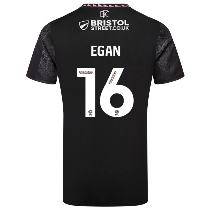 Danxen Hombre Camiseta John Egan #16 Negro 2ª Equipación 2024/25 La Camisa