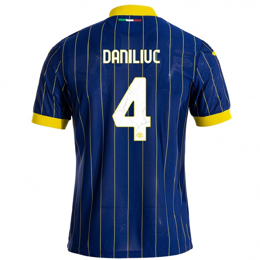 Danxen Hombre Camiseta Flavius Daniliuc #4 Azul Amarillo 1ª Equipación 2024/25 La Camisa